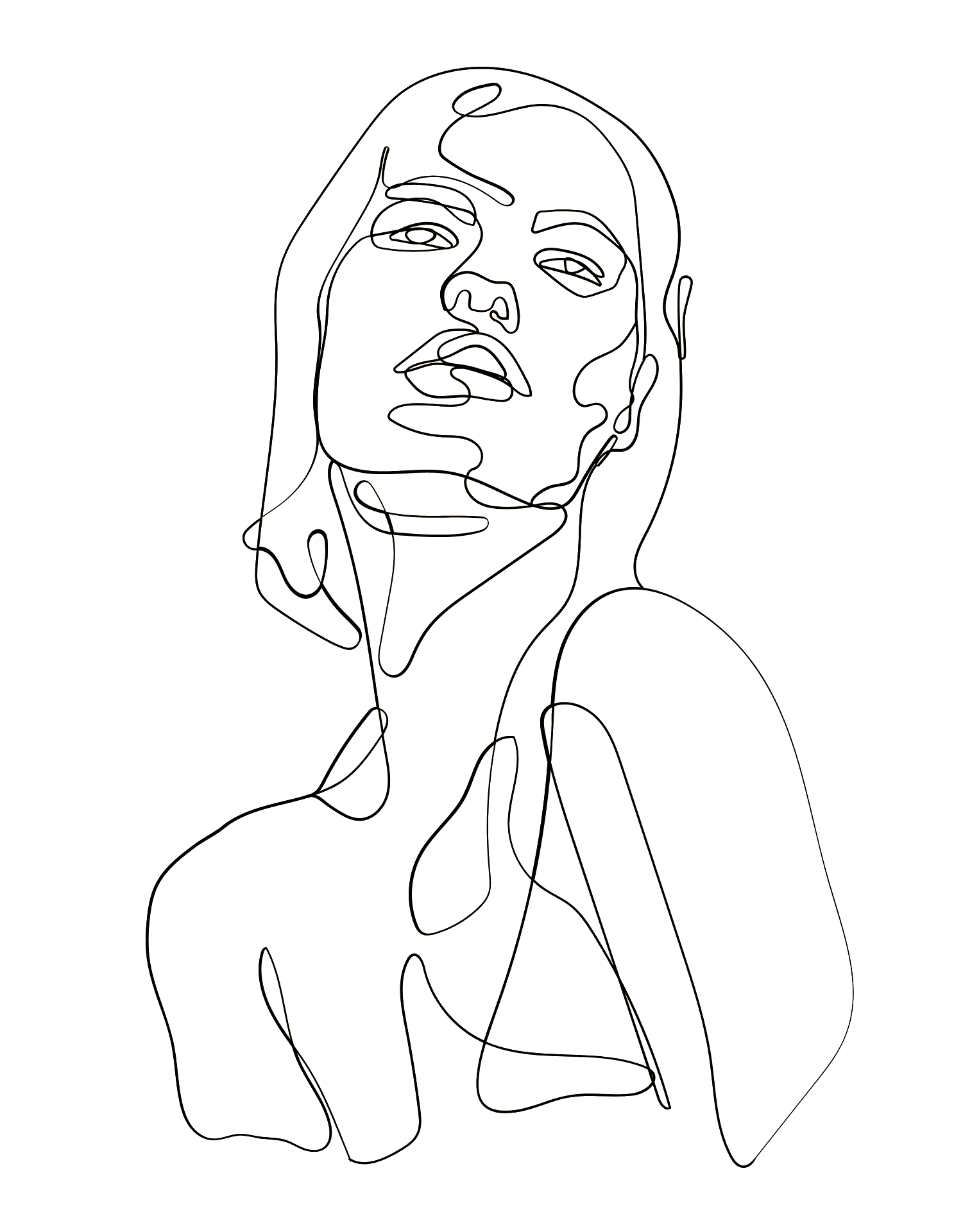 Boceto de una mujer dibujada en lineas